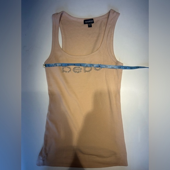Bebe Beige Tank Top with Rhinestone Logo - Picture 4 of 4